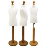 Children Kids Age 2-4 Years Tailors Dummy Mannequin, White Torso Bust with a Light Wood Round Base